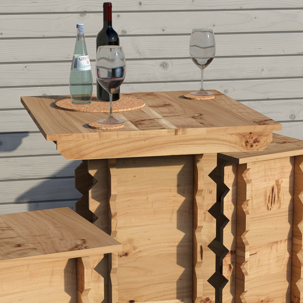 Wooden Interlock Bar Table