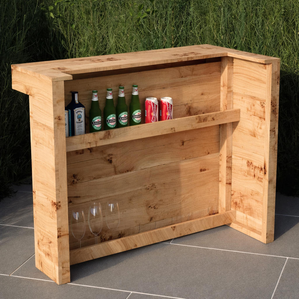 L-Shape Rustic Wooden Garden Bar