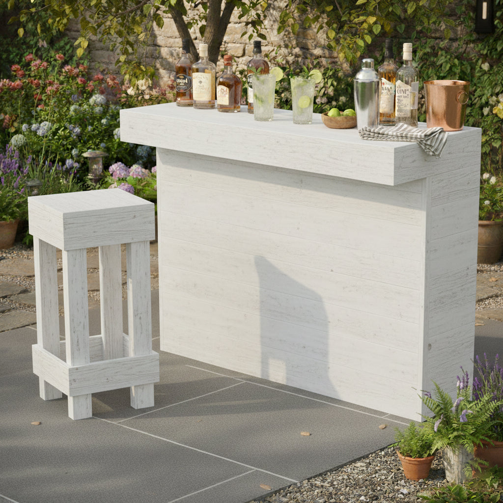 L-Shape Rustic Wooden Garden Bar